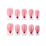 Love Letter Valentines Press-On Nails | Soft Pink French Tip Heart Nails