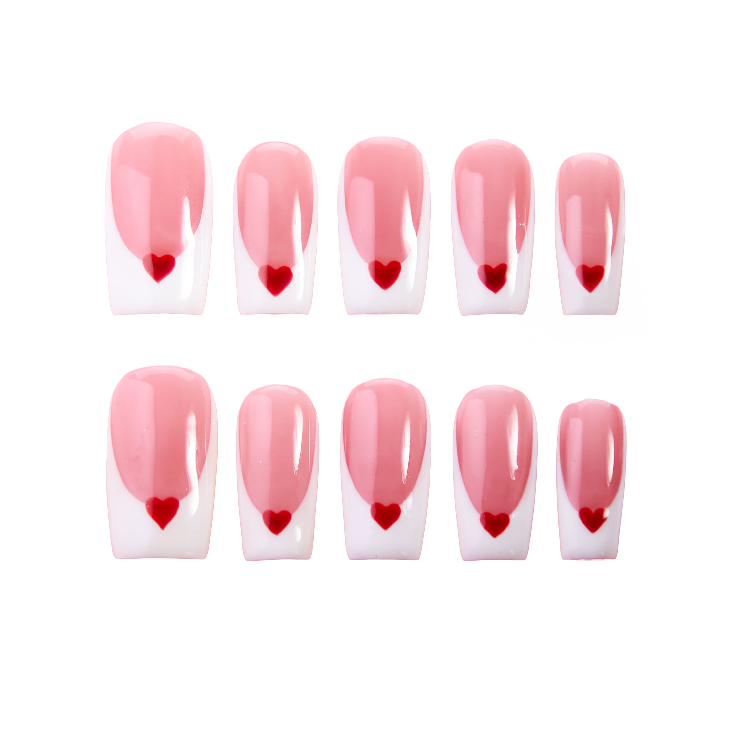 Love Letter Valentines Press-On Nails | Soft Pink French Tip Heart Nails