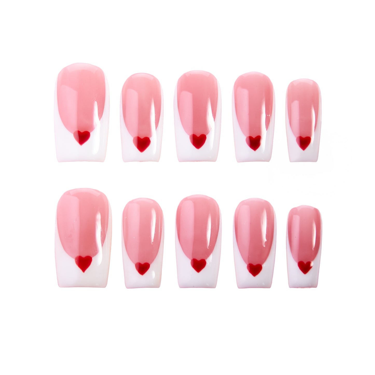 Love Letter Valentines Press-On Nails | Soft Pink French Tip Heart Nails