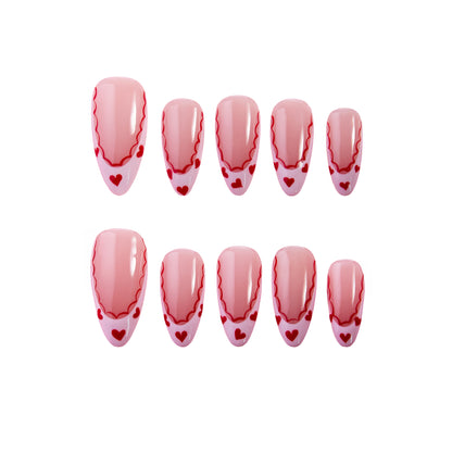 Sweetheart Club Valentine Press-On Nails | Pink & Red Heart Nails
