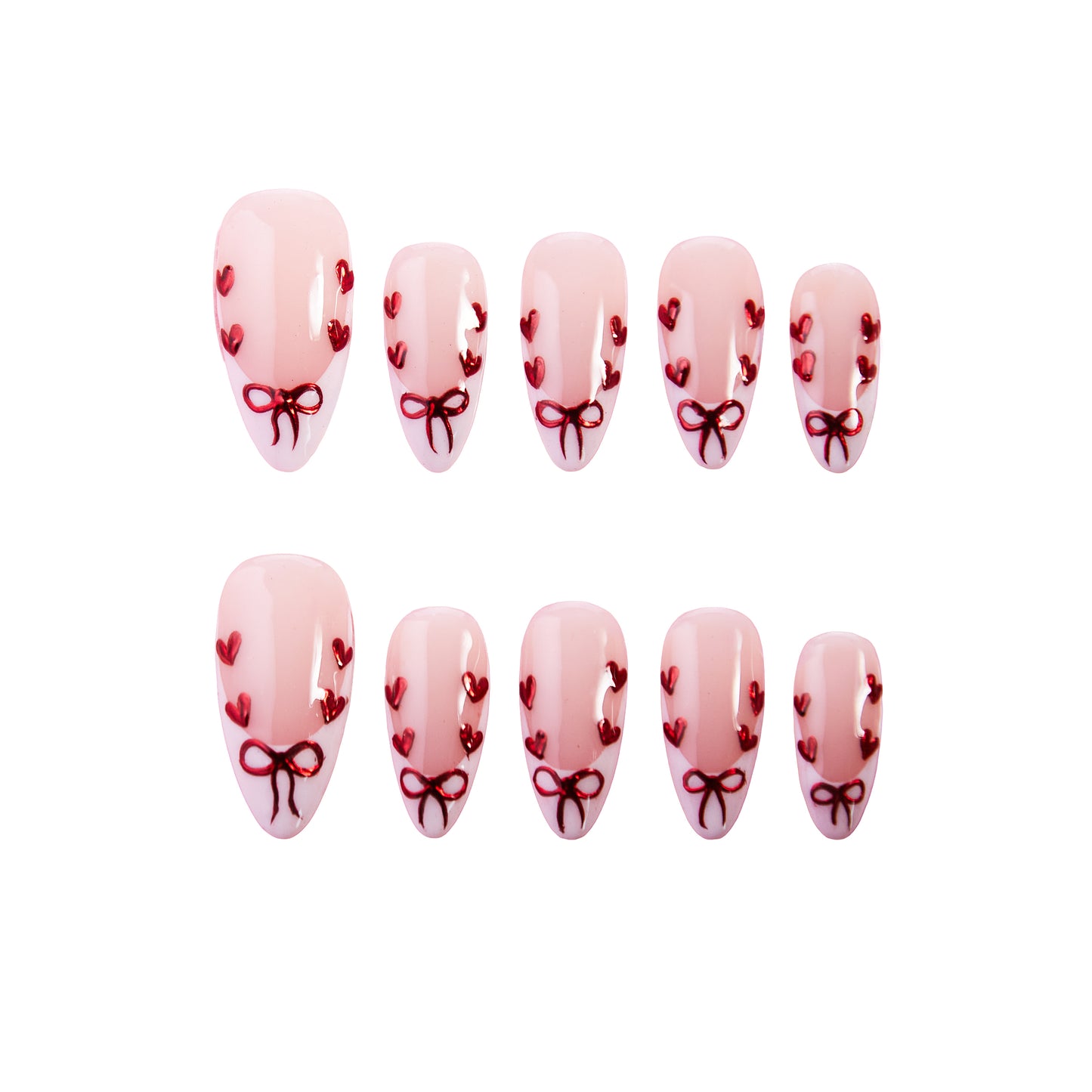 Pretty Please Valentine Press-On Nails | Red Chrome Heart Nails