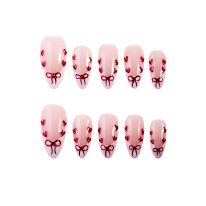 Pretty Please Valentine Press-On Nails | Red Chrome Heart Nails