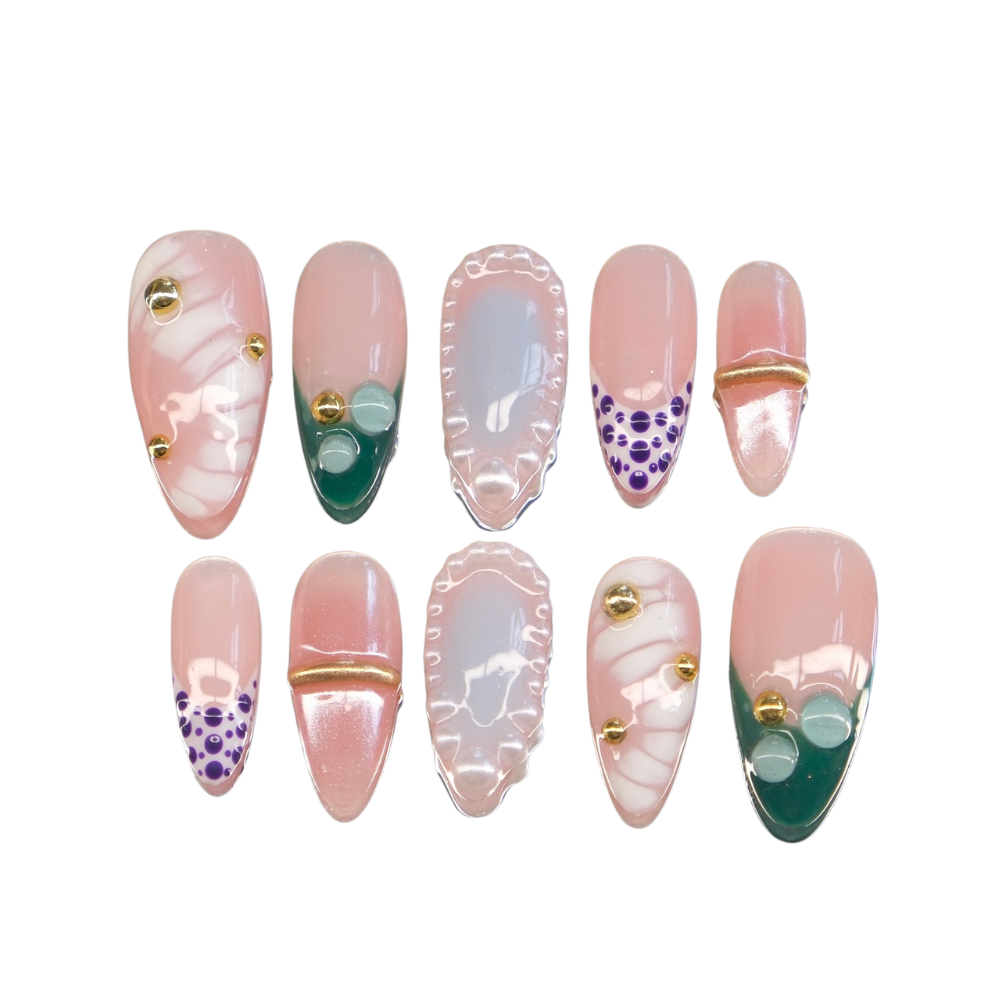 Ube Matcha Luxe - High Fashion Press On Nails