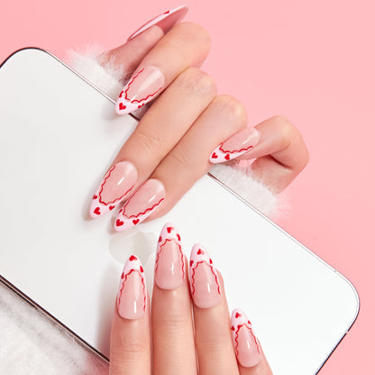 Sweetheart Club Valentine Press-On Nails | Pink & Red Heart Nails
