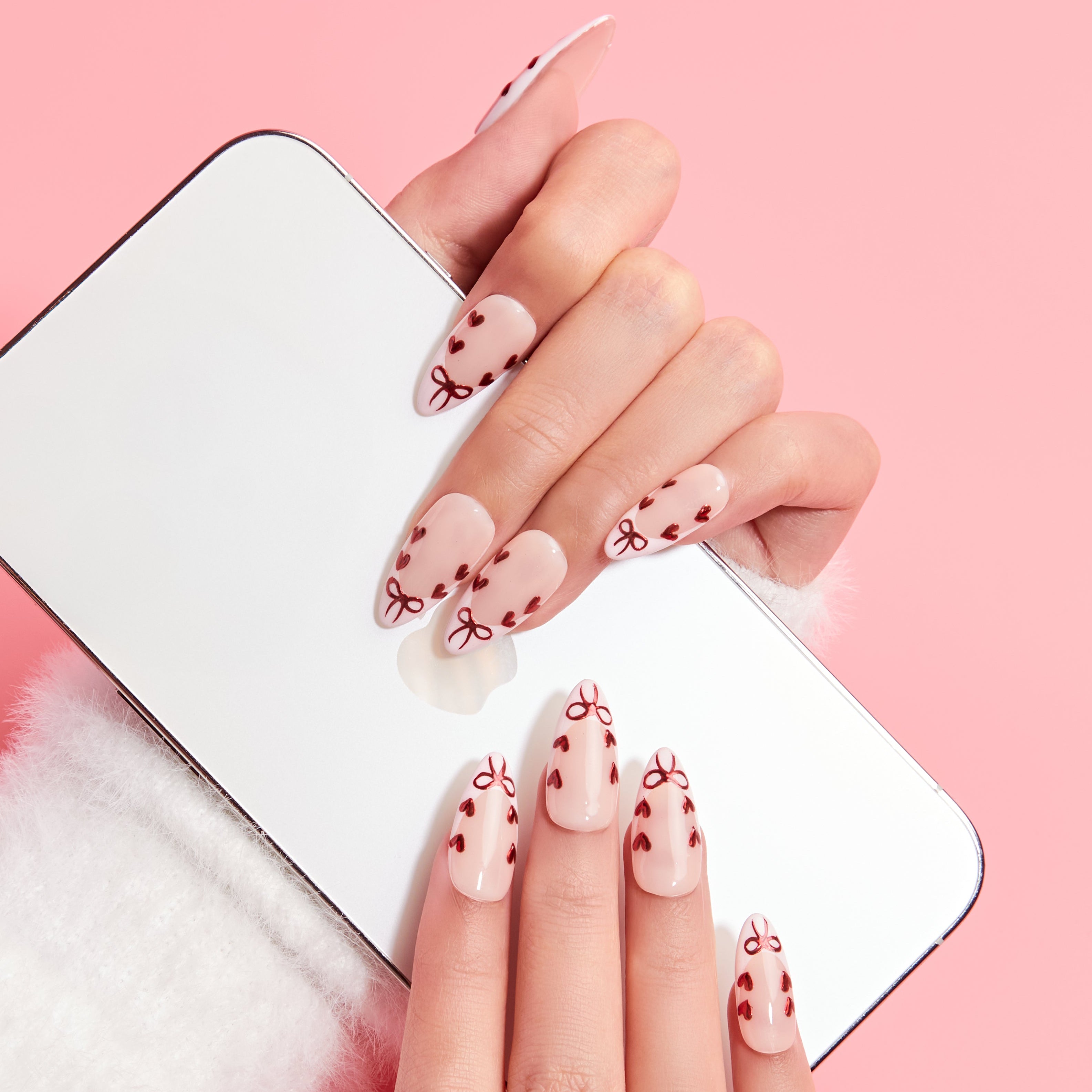 Pretty Please Valentine Press-On Nails | Red Chrome Heart Nails