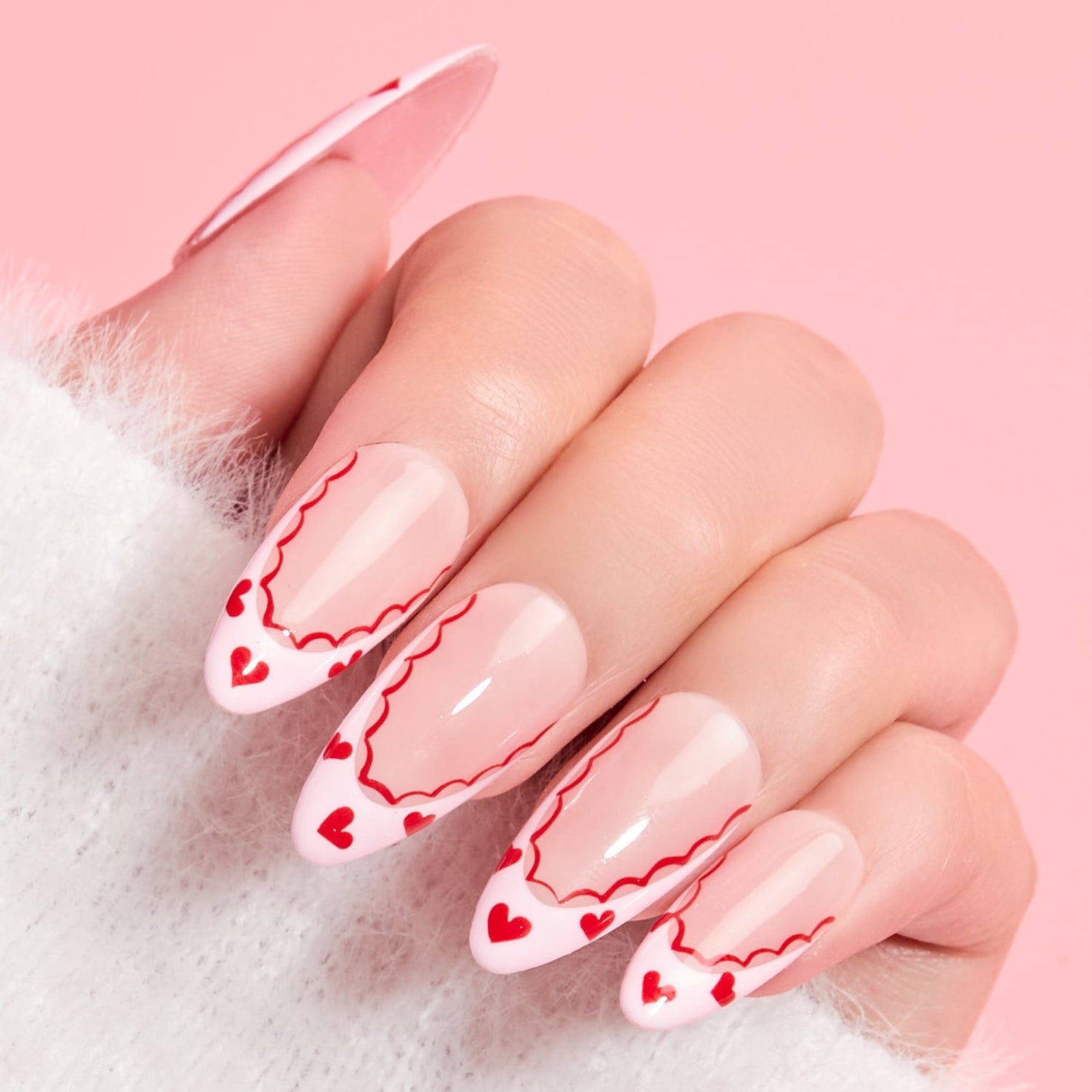 Sweetheart Club Valentine Press-On Nails | Pink & Red Heart Nails