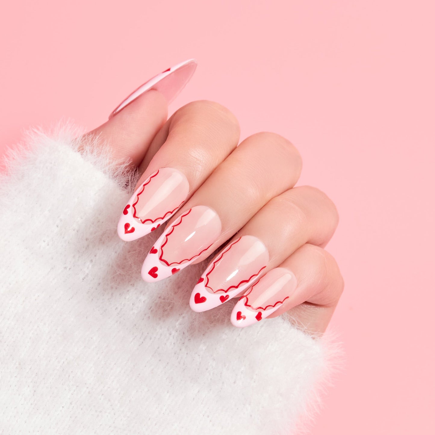 Sweetheart Club Valentine Press-On Nails | Pink & Red Heart Nails