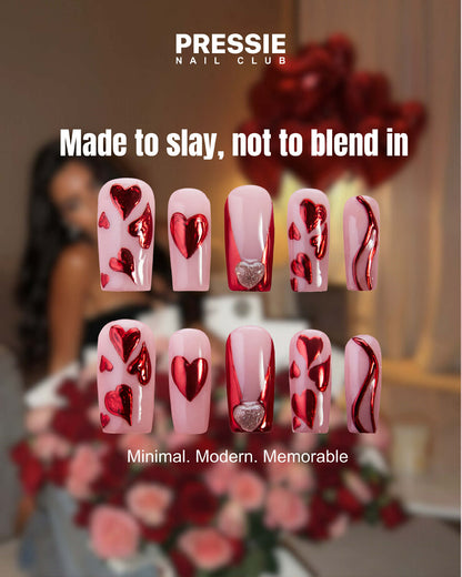 Heart Throb Valentine Press-On Nails | Pink & Red Heart Nails