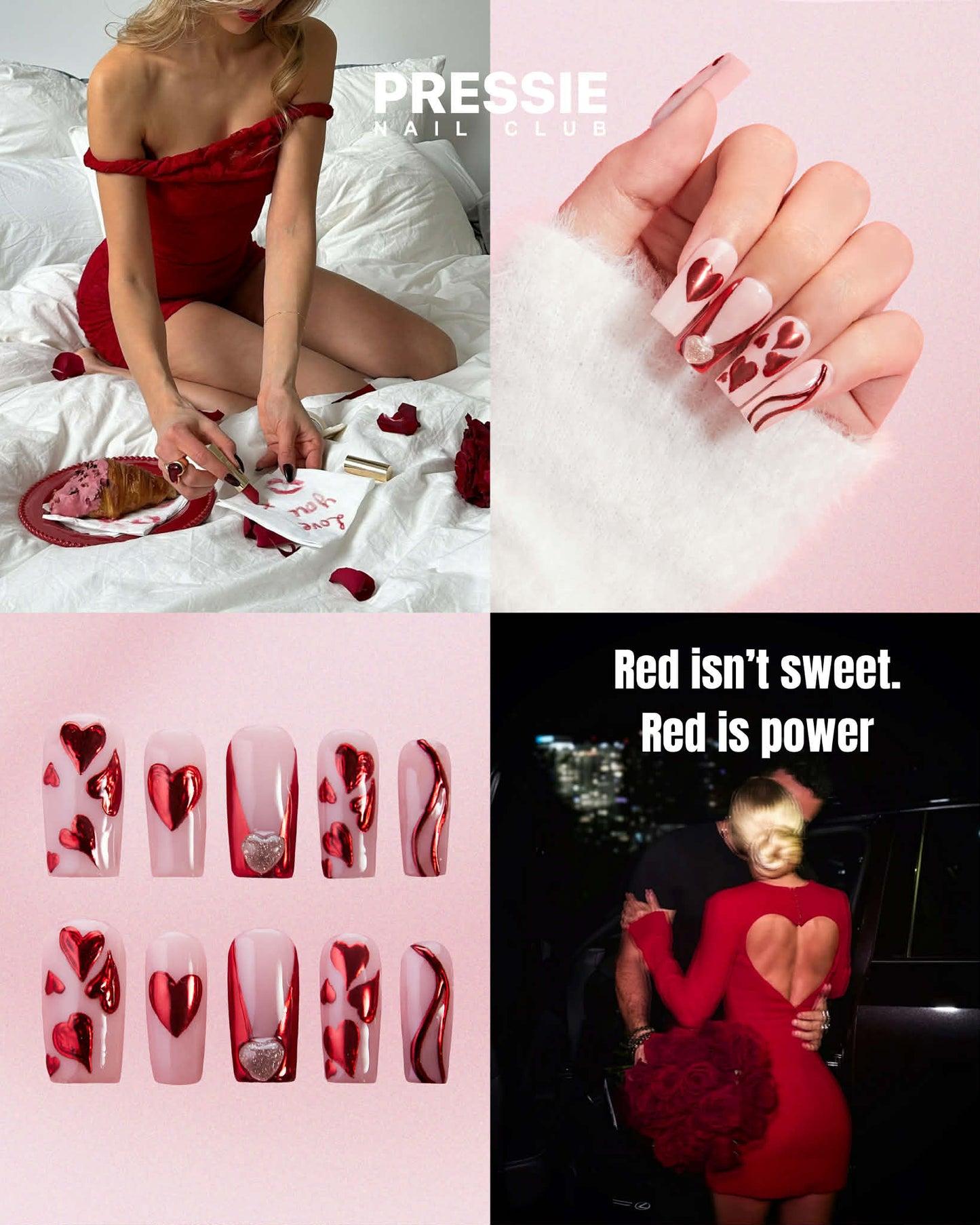 Heart Throb Valentine Press-On Nails | Pink & Red Heart Nails